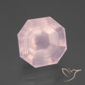 Quartzo Rosa Rosa Claro Rosa Natural 9.82ct, Corte Octógono / Esmeralda, Transparente