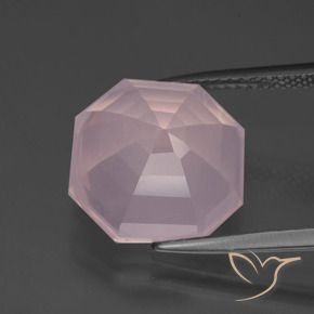 Quartzo Rosa Luz rosa Natural 8.35ct, Corte Octógono / Esmeralda, Transparente
