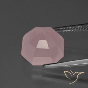 Quartzo Rosa rosa médio Natural 6.64ct, Corte Octógono / Esmeralda, Transparente