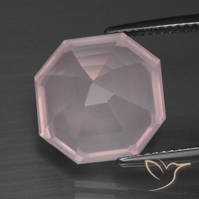 Quartzo Rosa Rosa chiclete Natural 9.38ct, Corte Octógono / Esmeralda, Transparente