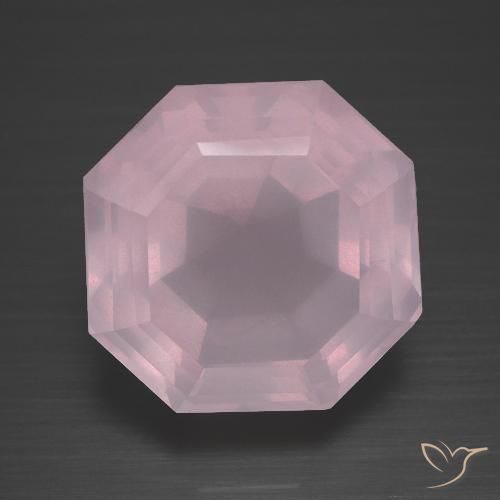Quartzo rosa rosa natural 13,57ct, corte esmeralda, transparente