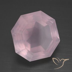 Quartzo rosa rosa natural 13,57ct, corte esmeralda, transparente