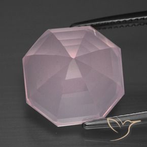 Quartzo rosa rosa natural 13,57ct, corte esmeralda, transparente
