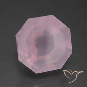 Quartzo Rosa Rosa Cereja Claro Natural 13.08ct, Corte Octógono / Esmeralda, Transparente