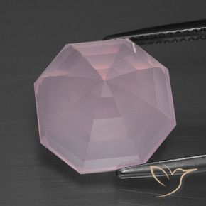 Quartzo Rosa Rosa Cereja Claro Natural 13.08ct, Corte Octógono / Esmeralda, Transparente
