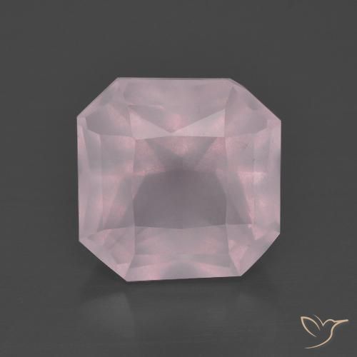 Quartzo rosa rosa natural 4,94ct, corte esmeralda, transparente