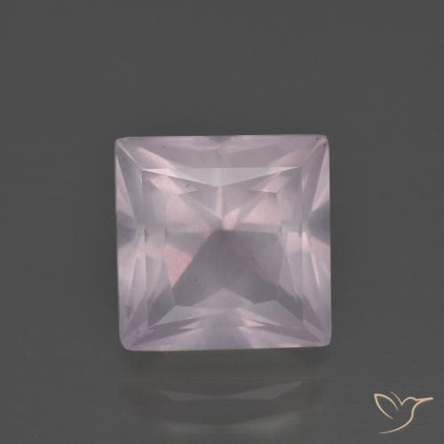 Quartzo rosa rosa natural 4,68ct, quadrado, transparente