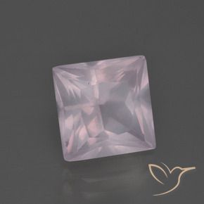 Quartzo rosa rosa natural 4,68ct, quadrado, transparente
