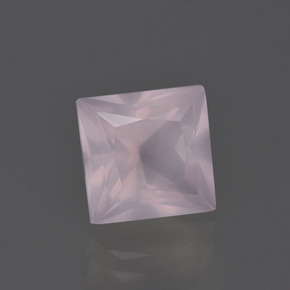 Quartzo rosa rosa natural 3,90ct, quadrado, transparente