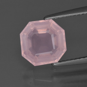 Quartzo rosa rosa natural 2,79ct, corte esmeralda, transparente