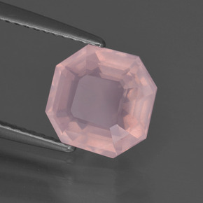 Quartzo rosa rosa natural 2,79ct, corte esmeralda, transparente