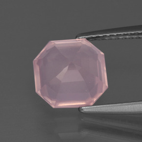 Quartzo rosa rosa natural 2,79ct, corte esmeralda, transparente