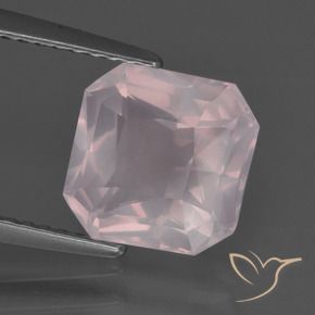 Quartzo Rosa Rosa Claro Rosa Natural 2.79ct, Corte Octógono / Esmeralda, Transparente