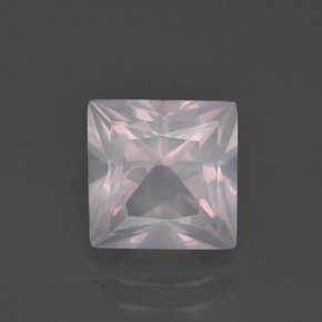 Quartzo rosa rosa natural 3,01ct, quadrado, transparente