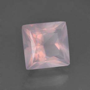 Quartzo rosa rosa natural 3,15ct, quadrado, transparente