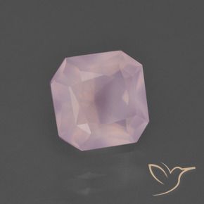 Quartzo rosa rosa natural 3,02ct, corte esmeralda, transparente