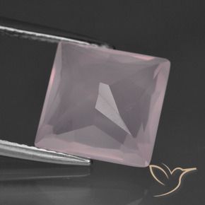 Quartzo rosa rosa natural 5,56ct, quadrado, transparente