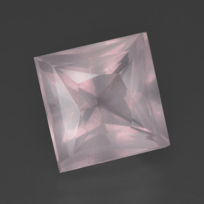 Quartzo rosa rosa natural 7,81ct, quadrado, transparente