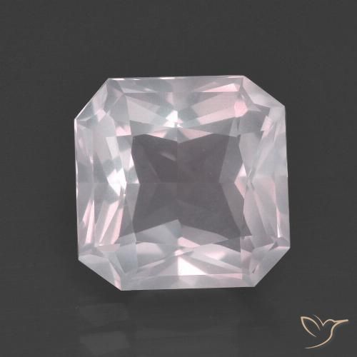 Quartzo rosa branco natural 4,81ct, corte esmeralda, transparente