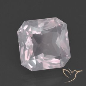 Quartzo rosa branco natural 4,81ct, corte esmeralda, transparente