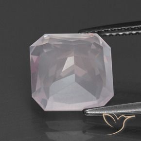 Quartzo rosa branco natural 4,81ct, corte esmeralda, transparente