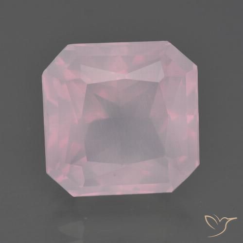 7.29ct Natural rosa rosa médio Quartzo Rosa, Corte Esmeralda, Transparente