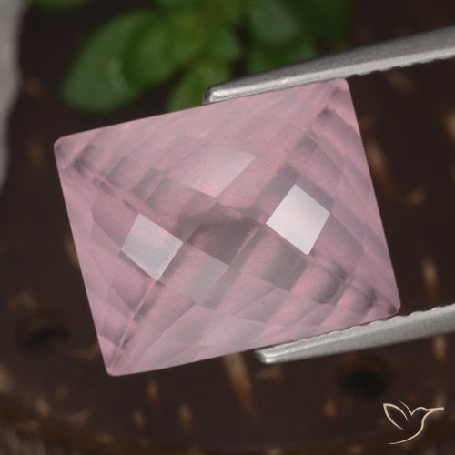 Quartzo Rosa rosa médio Natural 6.23ct, baguete, Transparente