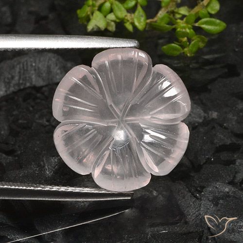 9.58ct Natural Branco Quartzo Rosa, Flor cortada, Transparente