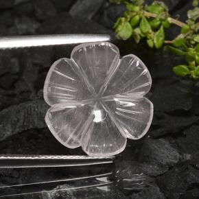 Quartzo rosa branco natural 4,90ct, corte flor, transparente