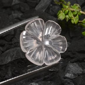 Quartzo rosa branco natural 4,90ct, corte flor, transparente