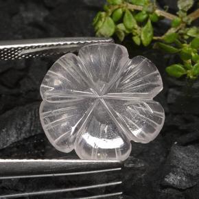 Quartzo rosa branco natural 4,90ct, corte flor, transparente