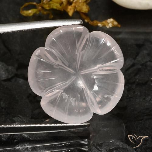 12.37ct Natural Branco Quartzo Rosa, Flor cortada, Transparente