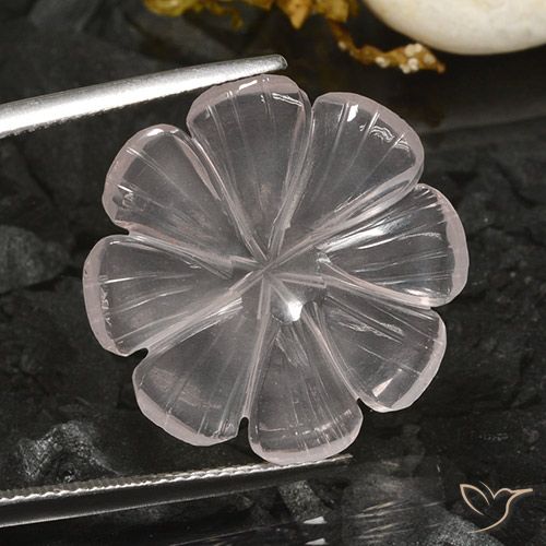10.31ct Natural Branco Quartzo Rosa, Flor cortada, Transparente