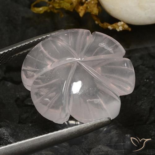 Quartzo Rosa Branco Natural 16.68ct, Flor cortada, Transparente