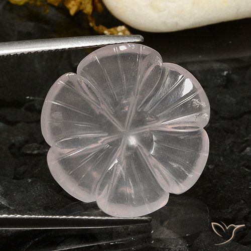 17.37ct Natural Branco Quartzo Rosa, Flor cortada, Transparente