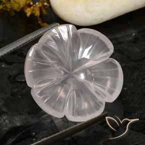 Quartzo Rosa Branco Natural 17.37ct, Flor cortada, Transparente