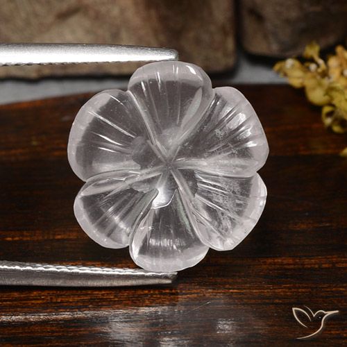 6.26ct Natural Branco Quartzo Rosa, Flor cortada, Transparente