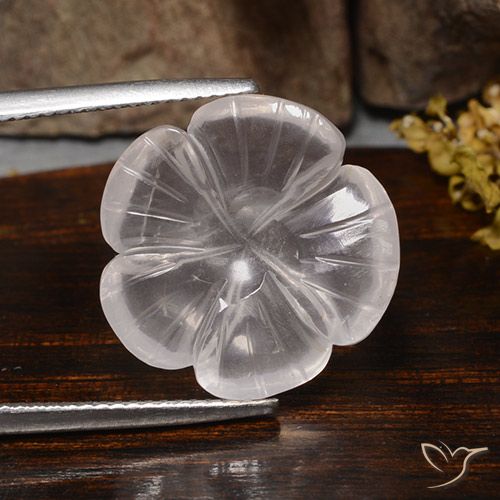 11.24ct Natural Branco Quartzo Rosa, Flor cortada, Transparente