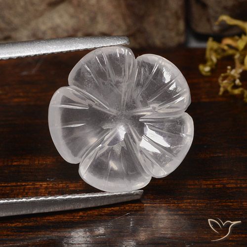 6.31ct Natural Branco Quartzo Rosa, Flor cortada, Transparente
