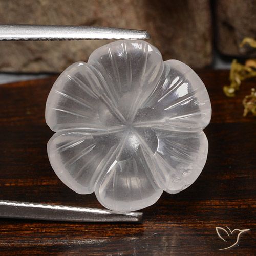 10.15ct Natural Branco Quartzo Rosa, Flor cortada, Transparente