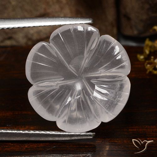 10.45ct Natural Branco Quartzo Rosa, Flor cortada, Transparente