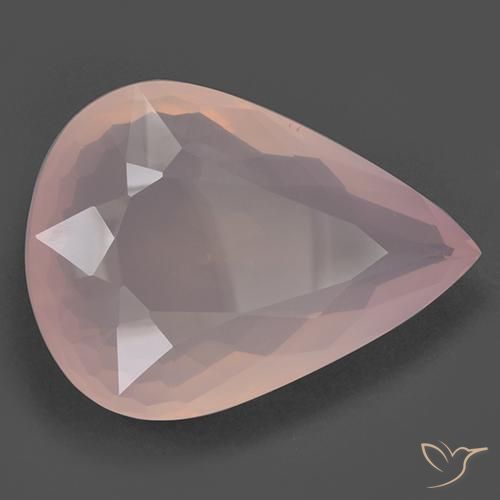 Quartzo Rosa Rosa coral claro Natural 95.55ct, Formato de pêra, Transparente