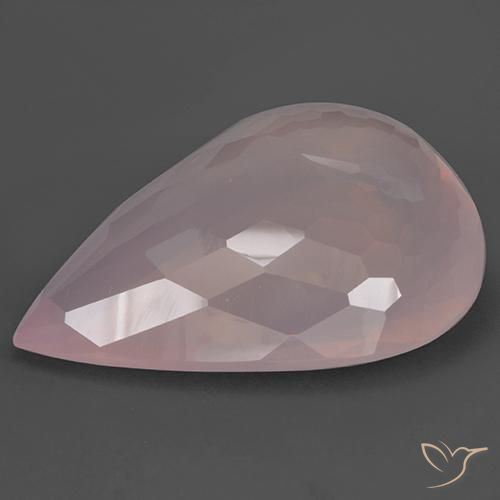 Quartzo Rosa Rosa coral claro Natural 95.55ct, Formato de pêra, Transparente