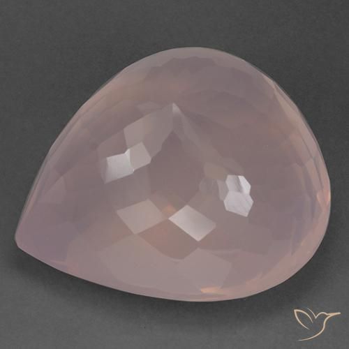 Quartzo Rosa Rosa Flamingo Natural 96.78ct, Formato de pêra, Transparente