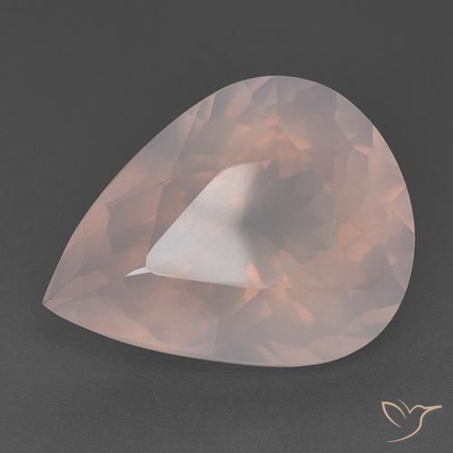 Quartzo Rosa Rosa coral claro Natural 28.03ct, Formato de pêra, Transparente