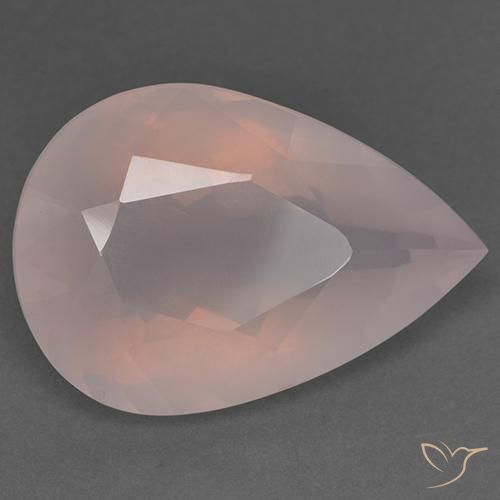 Quartzo Rosa Rosa coral claro Natural 31.40ct, Formato de pêra, Transparente