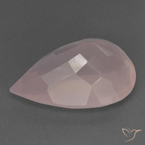 Quartzo Rosa Rosa coral claro Natural 31.40ct, Formato de pêra, Transparente