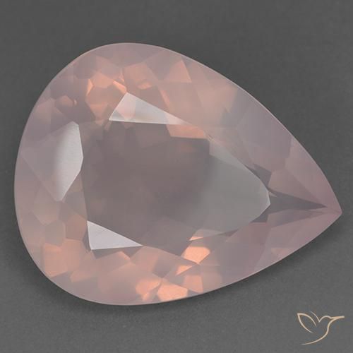 Quartzo Rosa Rosa coral claro Natural 46.14ct, Formato de pêra, Transparente