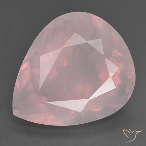 36.50ct Natural Coral Rosa Quartzo Rosa, Formato de pêra, Transparente