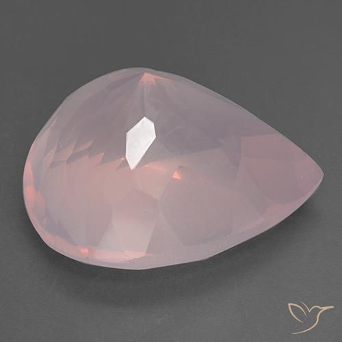 Quartzo Rosa Coral Rosa Natural 36.50ct, Formato de pêra, Transparente